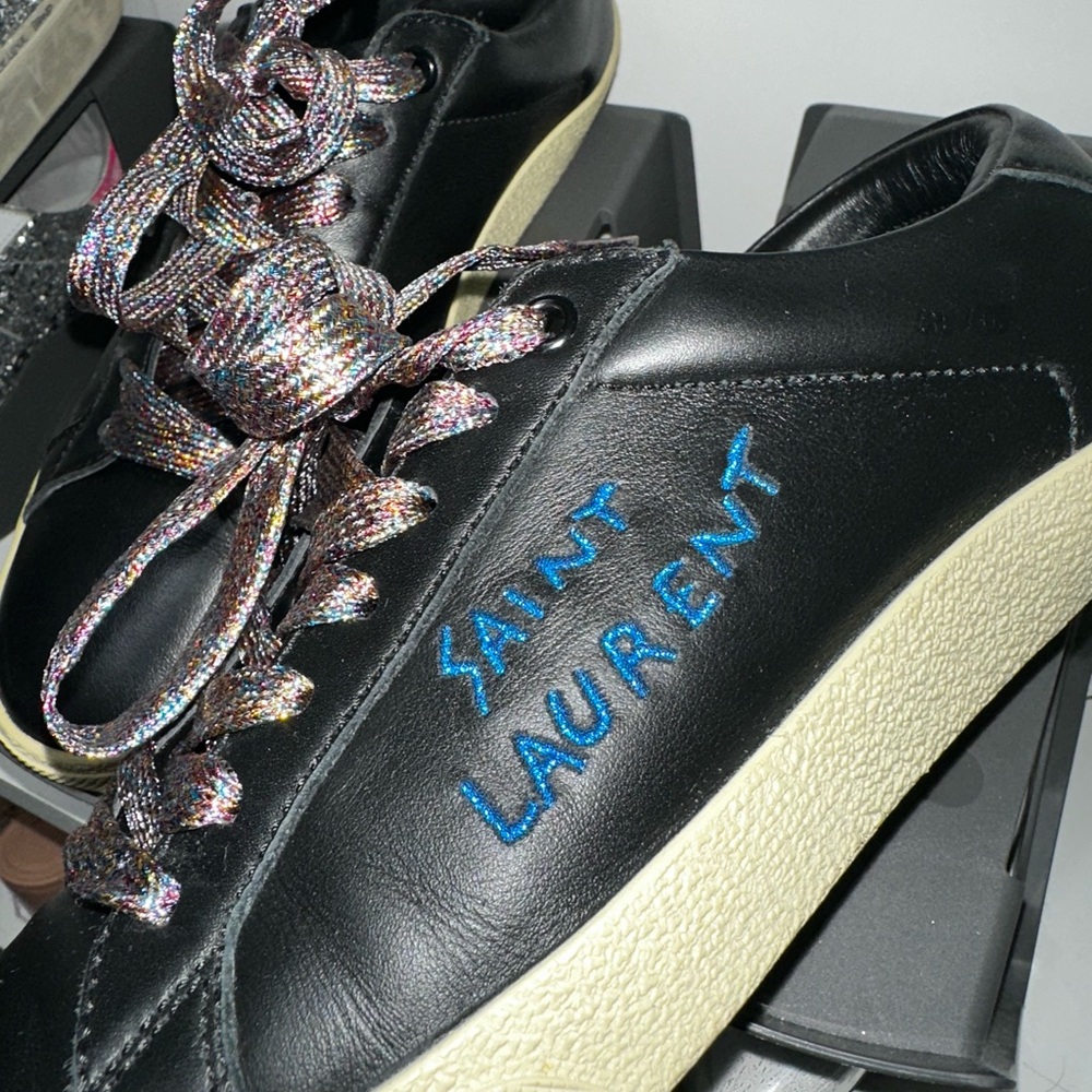 Saint Laurent Black Leather Sneakers with Classic Silhouette